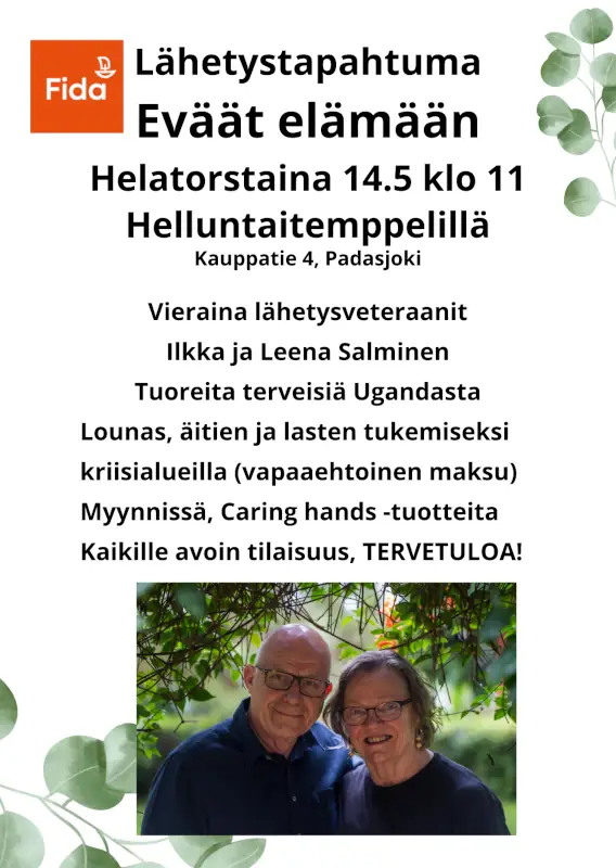 Juliste Eväät elämään -tilaisuus